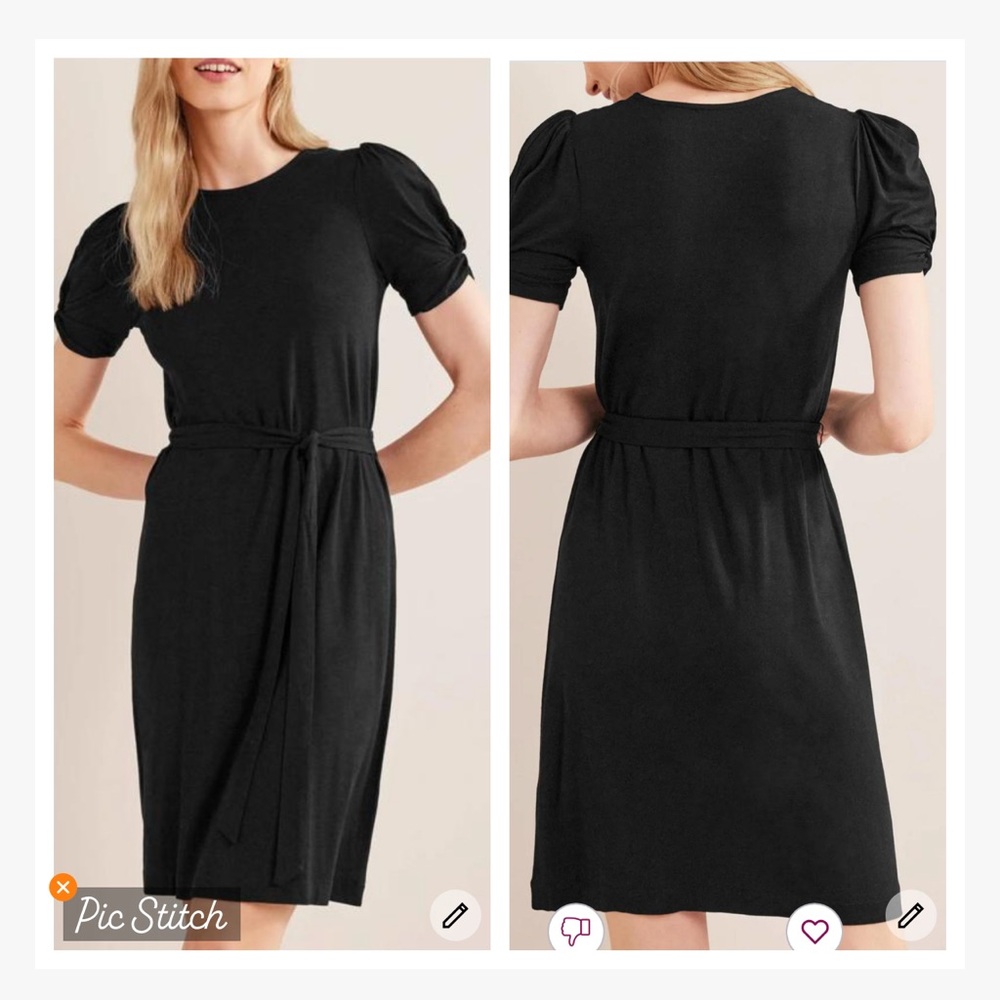 Boden Black Belted Lenzing Ecovero Jersey Mini Dress